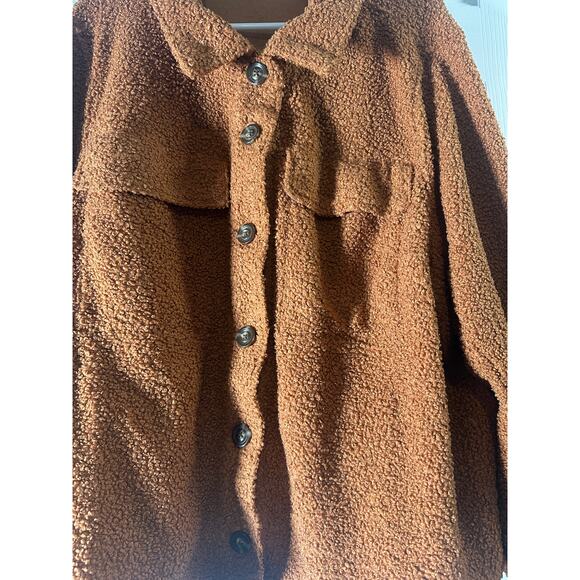 Lane Bryant Cropped Teddy Coat • Argan Oil • Size 4X - Picture 7 of 9